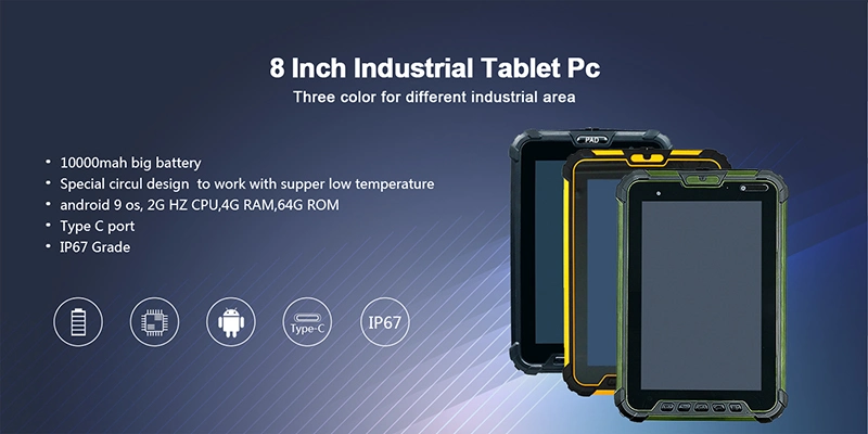 High Quality Three-Proof IP65 Waterproof Industrial Rugged Mobile Tablet PC with Fingerprint/NFC/Bluetooth