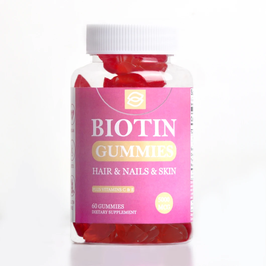 OEM/ODM Gummies Strawberry Flavor Vitamin Biotin Hair Nail Skin Growth Gummy